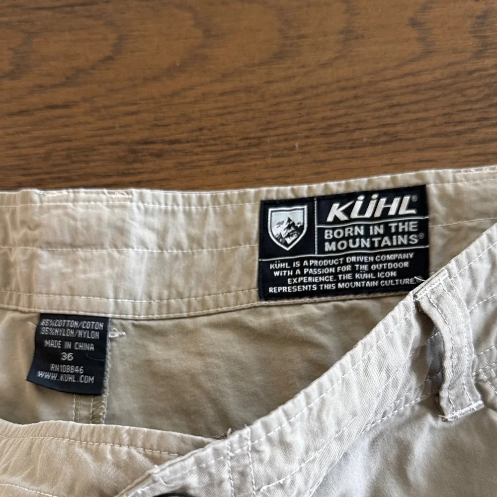 KUHL Men's Light Tan Flat Front Shorts - Picture 2 of 4